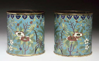 18th/19th Century A pair of cloisonne cylindrical brushpots