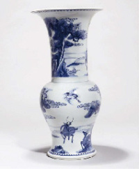 Kangxi A blue and white yanyan vase