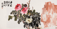 朱屺瞻 辛酉（1981年）作 花卉 镜心