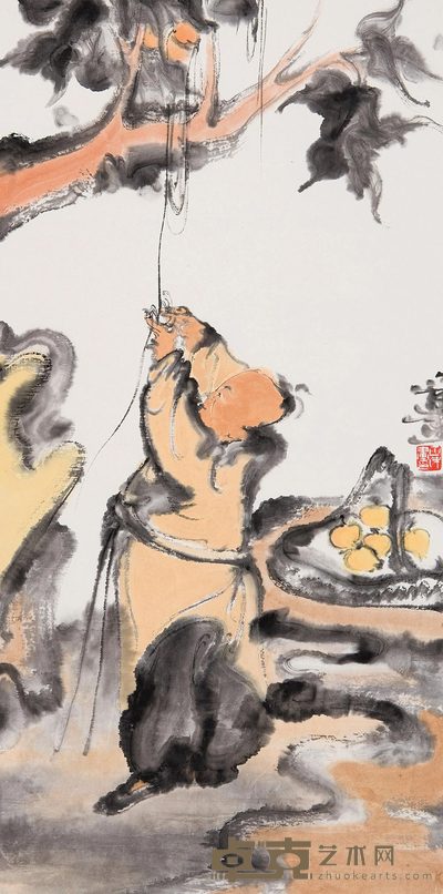 张正民 人物 镜心 70×35cm