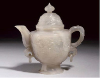 19th century A carved agate teapot and cover