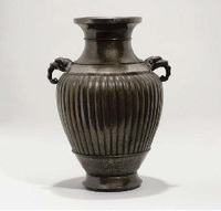 17th Century A Bronze silver inlay baluster vase