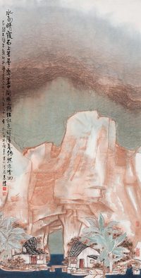 方骏 辛未（1991年）作 水面晴霞 镜心