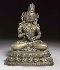 15th/16th Century A Nepalese bronze figure of Vairocana