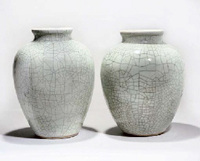 19th century Two similar guan-type crackle-glazed jars