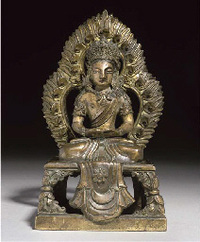 18th Century A Sino-Tibetan gilt-bronze figure of Amitayus