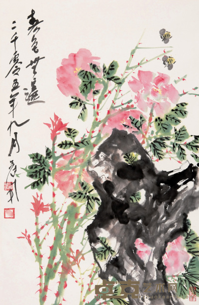 吴冠南 乙酉（2005年）作 春色无边 立轴 70×45cm