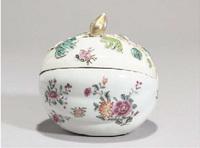 circa 1765 A famille rose melon box and cover