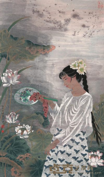 胡宁娜 乙亥（1995年）作 人物 立轴 100×60cm