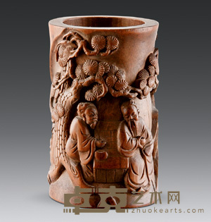 竹雕笔筒 直径8.5cm;高13.5cm