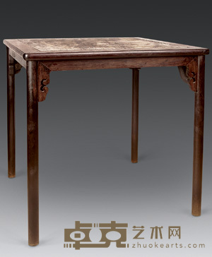 清 红木大理石面方桌 82×82×85cm