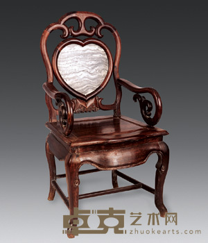 清 红木镶云石椅 56×45×102cm
