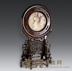 清 红木插牌(镶云石) 直径44cm;高83.5cm