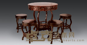 红木圆桌四凳 81×78.5cm;34×45cm