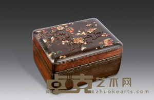 清康熙 紫檀银丝嵌百宝盒 13×10.5×7cm