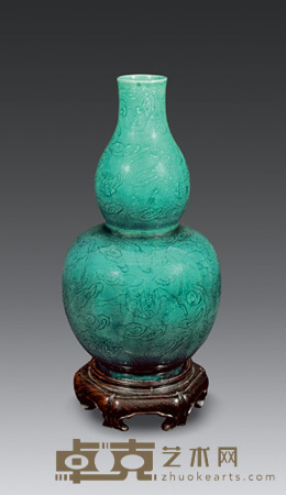 孔雀绿葫芦瓶 高22cm