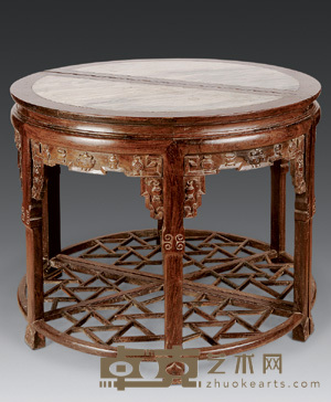 红木大理石面半桌（一对） 95×79cm
