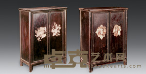 明 紫檀小橱(一对) 23×43.5×60cm