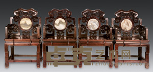 清 红木太师椅(四张) 61×46×101.5cm