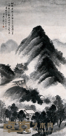 吴石僊 1885年作 山水 立轴 133×67cm