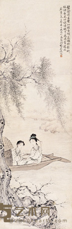 沈馥岩 1868年作 仕女 立轴 123×38.5cm