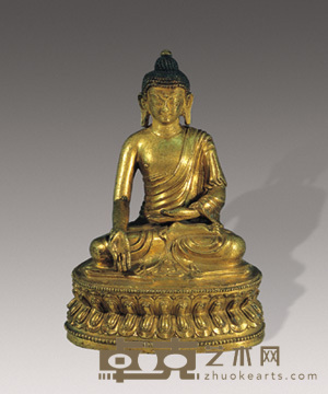 清 铜鎏金释迦佛像 高22cm