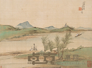 梁于渭 江亭春望 镜心 25×34cm
