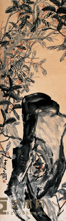 凌文渊 花卉 立轴 125×38cm