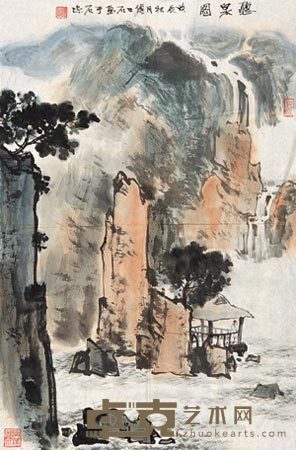 傅二石 山水 镜心 67×44cm