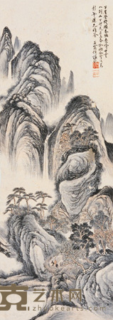 石霞 山水 立轴 91×32cm