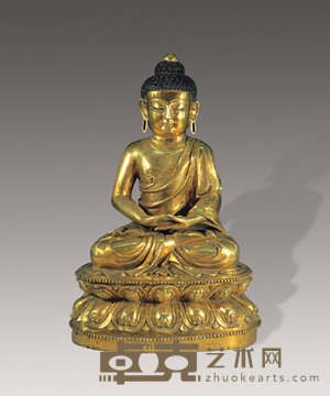 明 铜鎏金释迦牟尼佛像 高41cm
