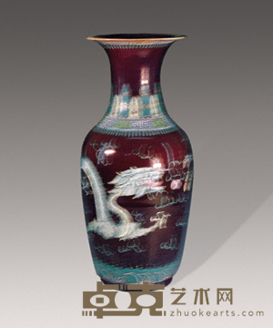 清同治 窑变粉彩龙纹瓶 高55cm