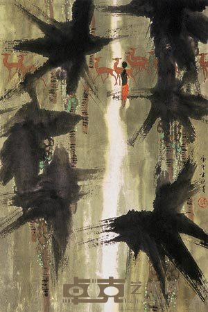 陈衍宁 少女群鹿 立轴 68×46cm