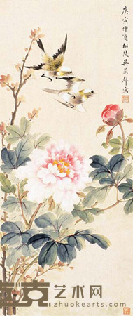 吴野洲 花鸟 立轴 74×31cm
