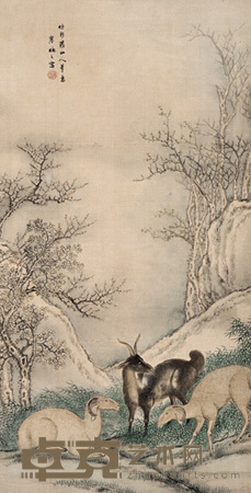 廖福之 三羊开泰 立轴 84×43cm