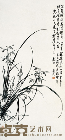 吴让之 1869年作 兰花 立轴 108×50cm
