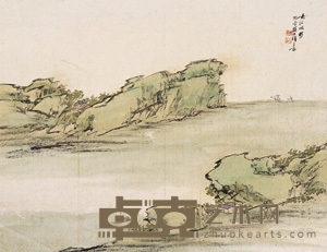 梁于渭 峡江帆影 镜心 28×34cm