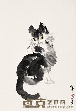 陈衍宁 猫 立轴 68×46cm