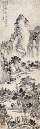 董其昌（款） 山水 立轴 139×44cm