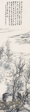 范铸 山水 立轴 139×38cm