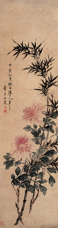 奚冈 1784年作 花卉 立轴