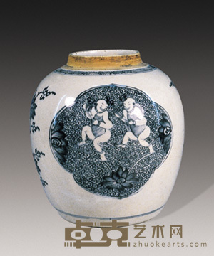清雍正 青花婴戏莲罐 高30cm