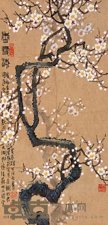黄养辉 梅花 镜心 67×33cm