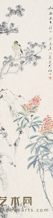 王小楼 花鸟 立轴 126×31cm