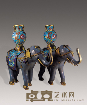 清末 珐琅太平有象摆件（二件） 长60cm