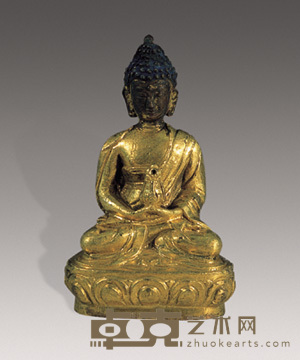 清 铜鎏金五方长寿佛 高14cm