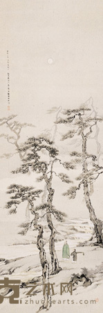 秦景月 山水人物 立轴 125×41cm