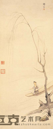 许徵白 山水人物 屏条 92×38cm