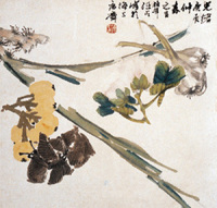 任伯年 1880年作 花卉枇杷 立轴