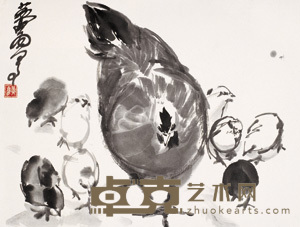 黄冑 九鸡图 镜心 35×46cm